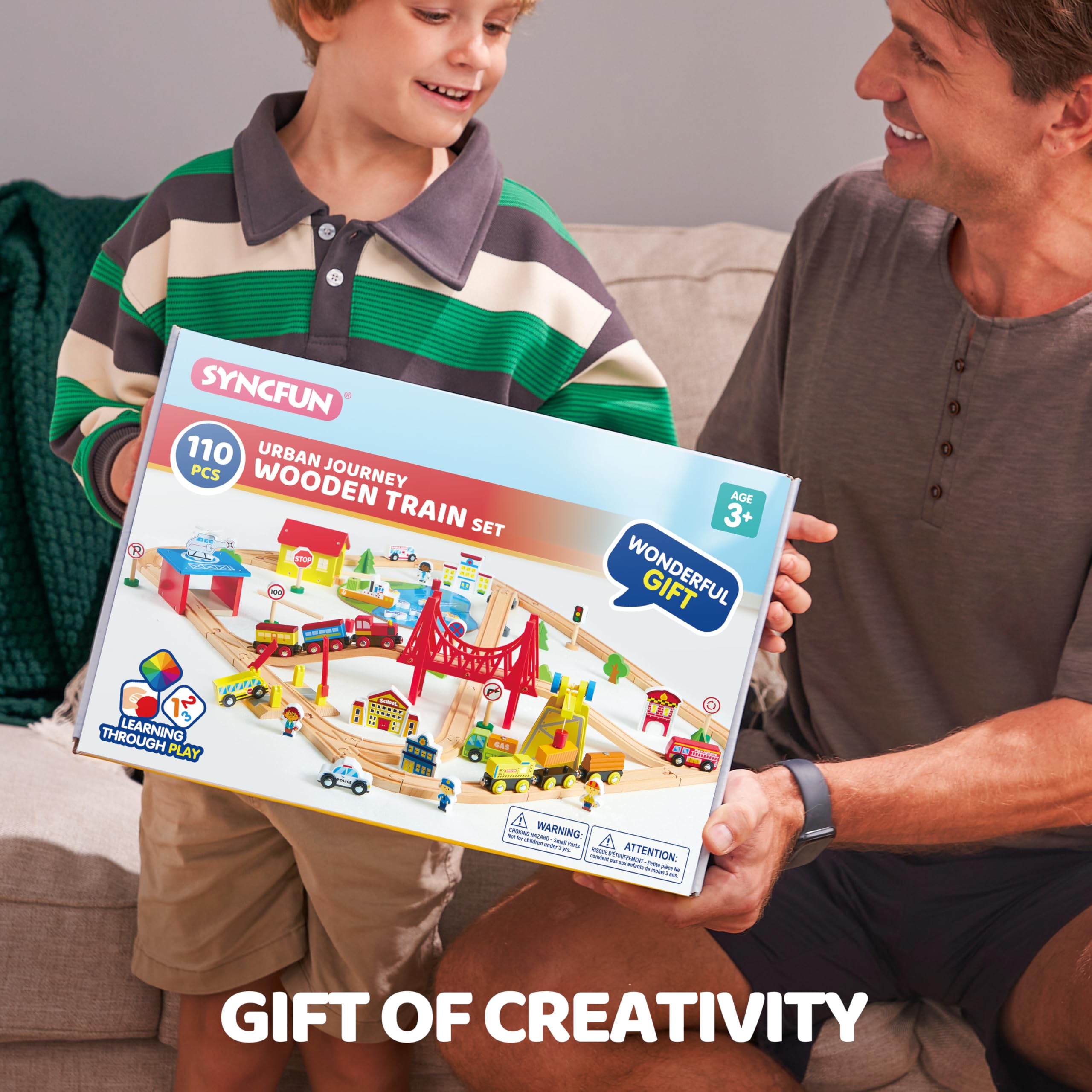 SYNCFUN safety-tested wooden toy with non-toxic finishes for peace of mind.