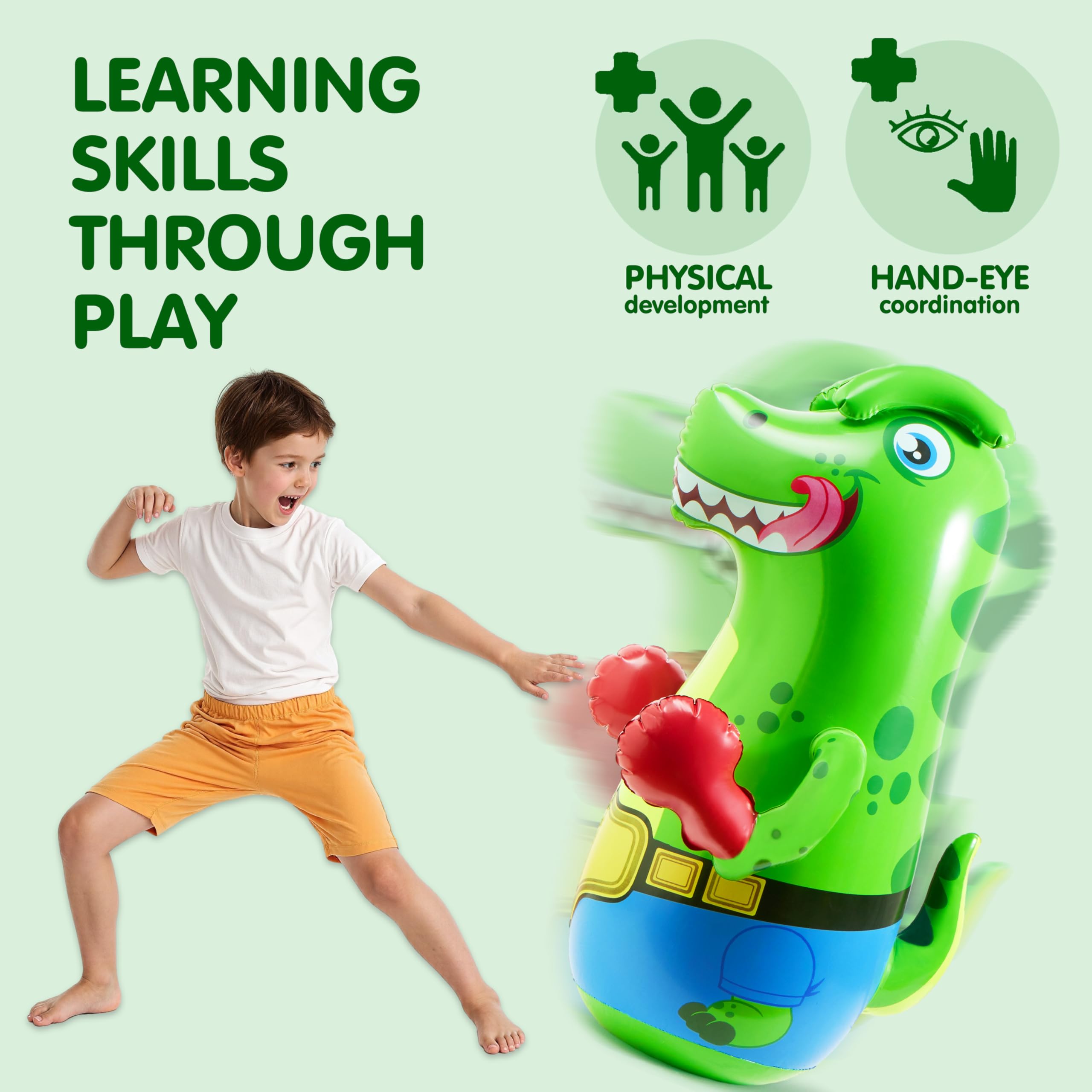 SYNCFUN T-Rex Bopper deflates for easy storage after use