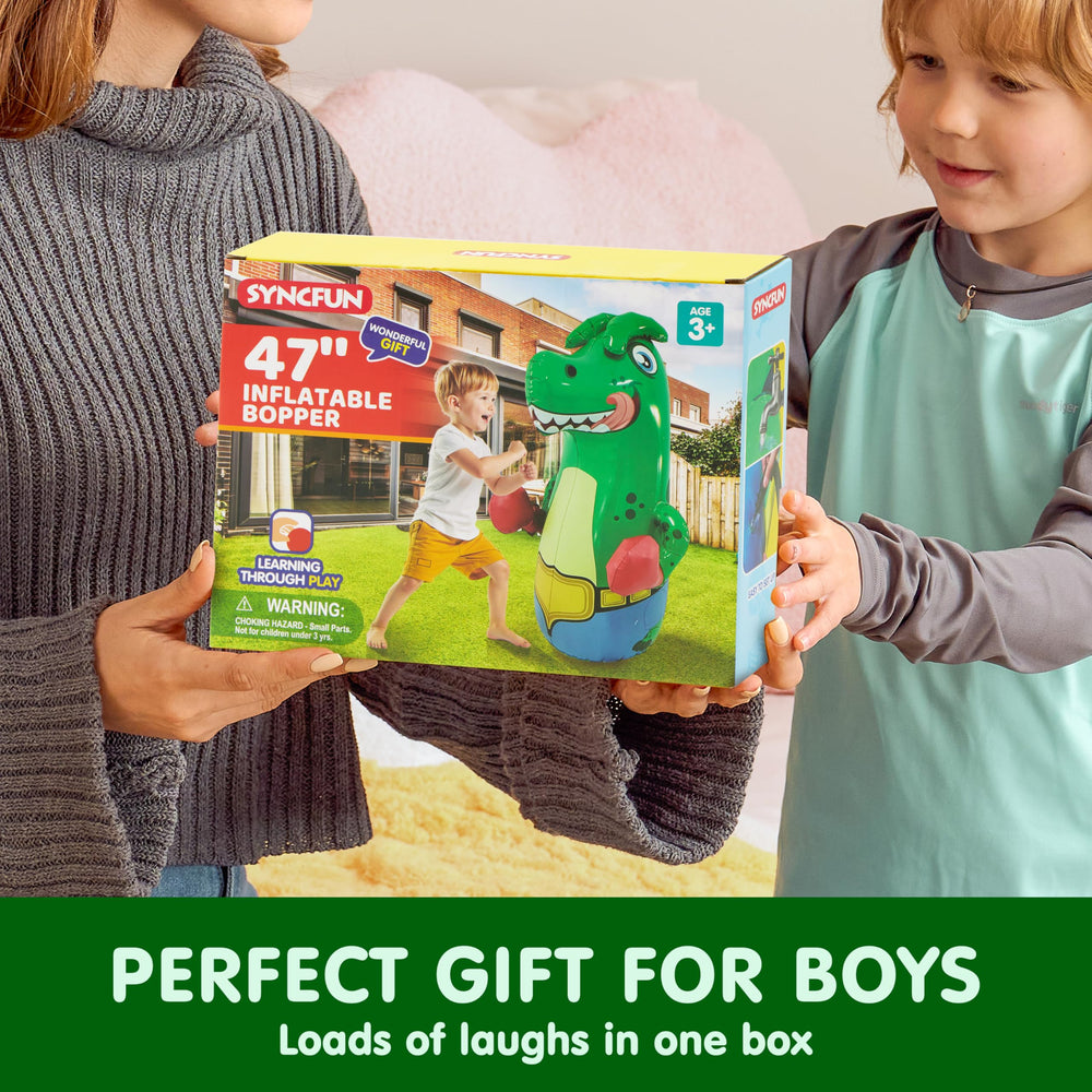 Party-ready SYNCFUN T-Rex Bopper as a decoration and activity