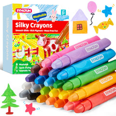 SYNCFUN twistable silky crayons pack shows vibrant, mess-free coloring for kids