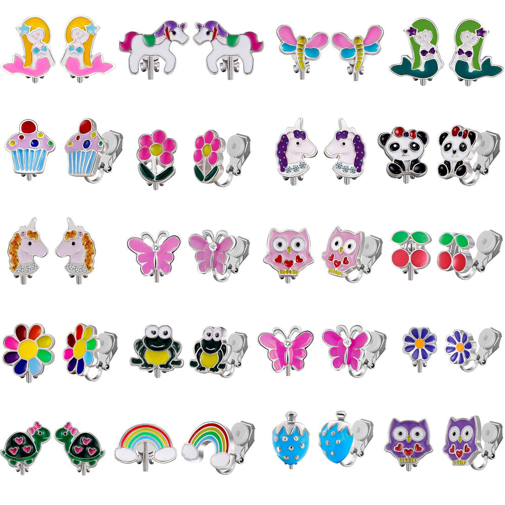 SYNLIN butterfly pink clip-on earrings for everyday wear
