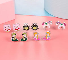 SYNLIN rainbow cake clip-on earrings fun design for celebrations