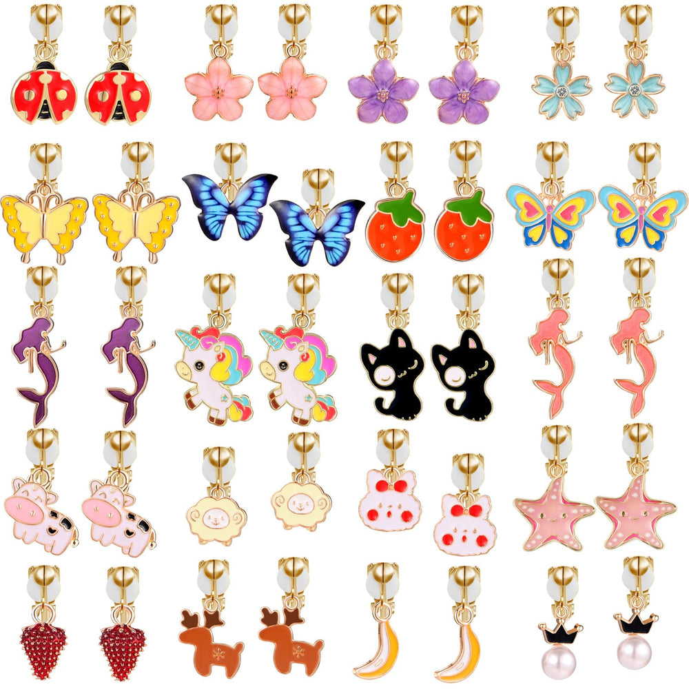 SYNLIN flowers clip-on earrings for girls, comfortable non-pierced wear.