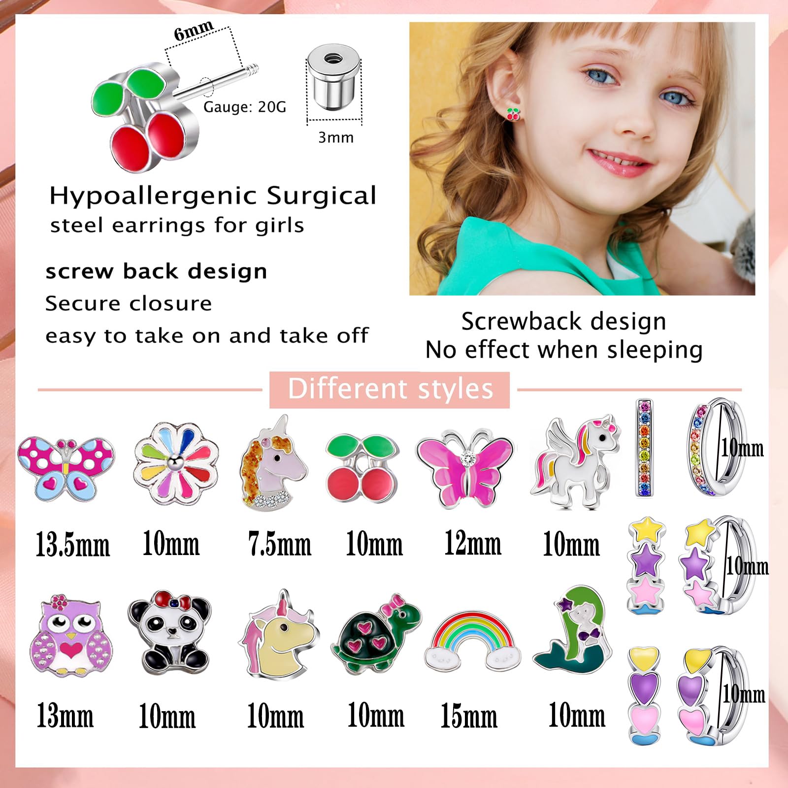SYNLIN flat-back cartoon earrings close-up showing bold colors