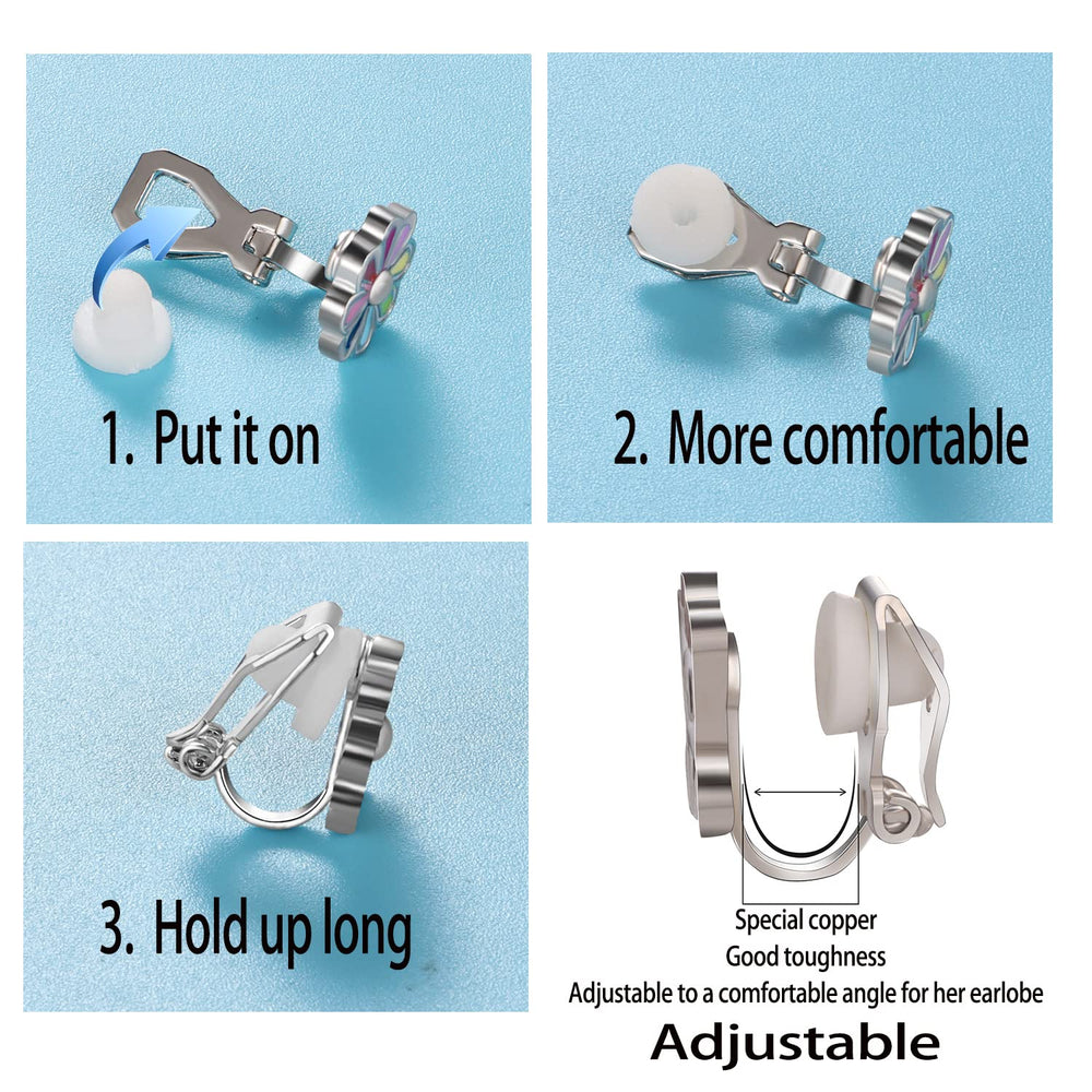 SYNLIN panda clip-on earrings for kids, cute accessory for school days