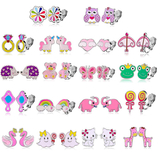SYNLIN pink butterfly clip-on earrings for kids, comfortable non-pierced wear