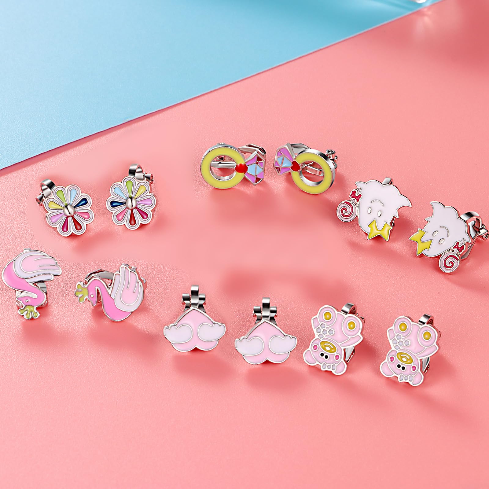 SYNLIN unicorn clip-on earrings for kids, playful look for everyday adventures