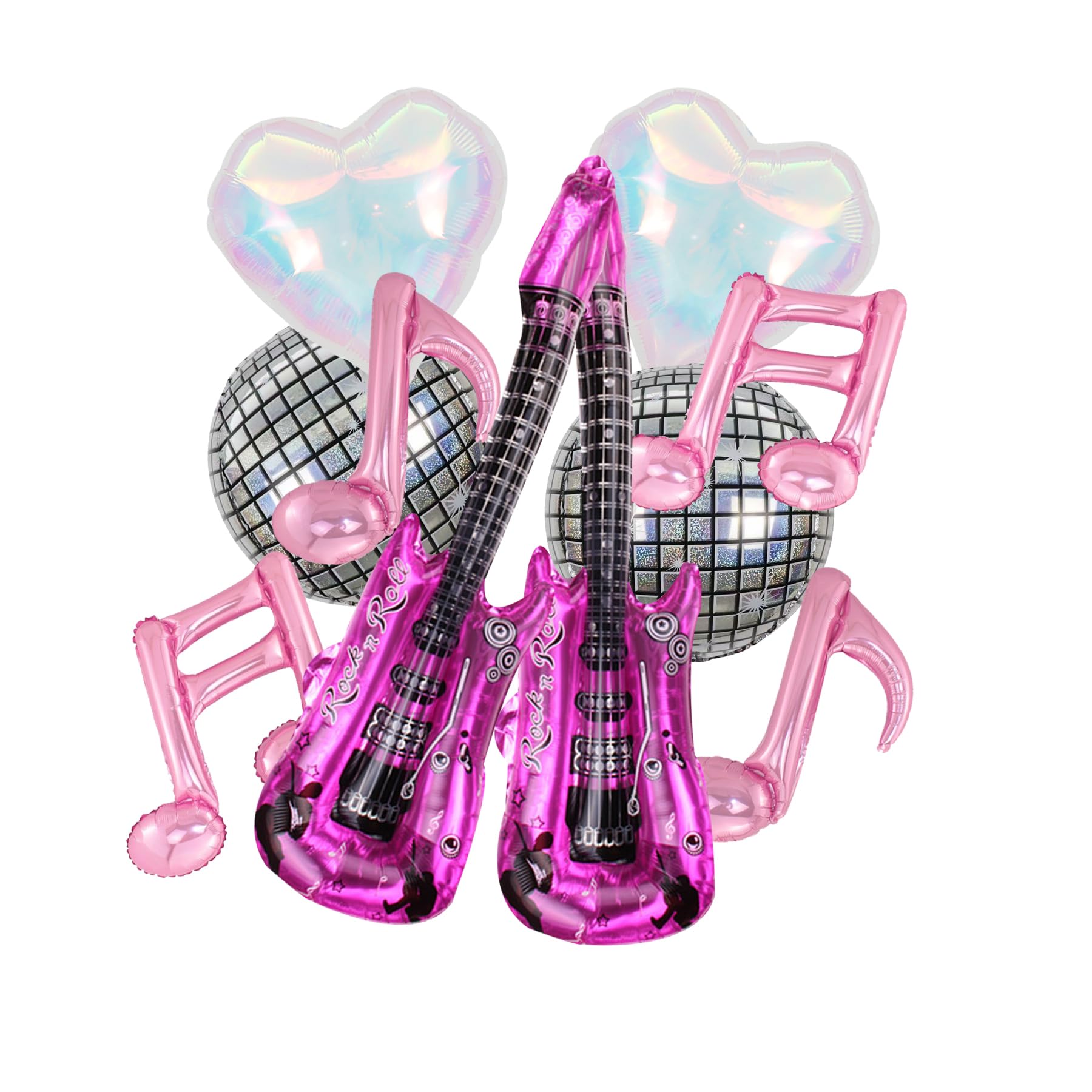 SYNUO Music Note Guitar Balloon 30inch Pink adds a dramatic stage centerpiece for celebrations.