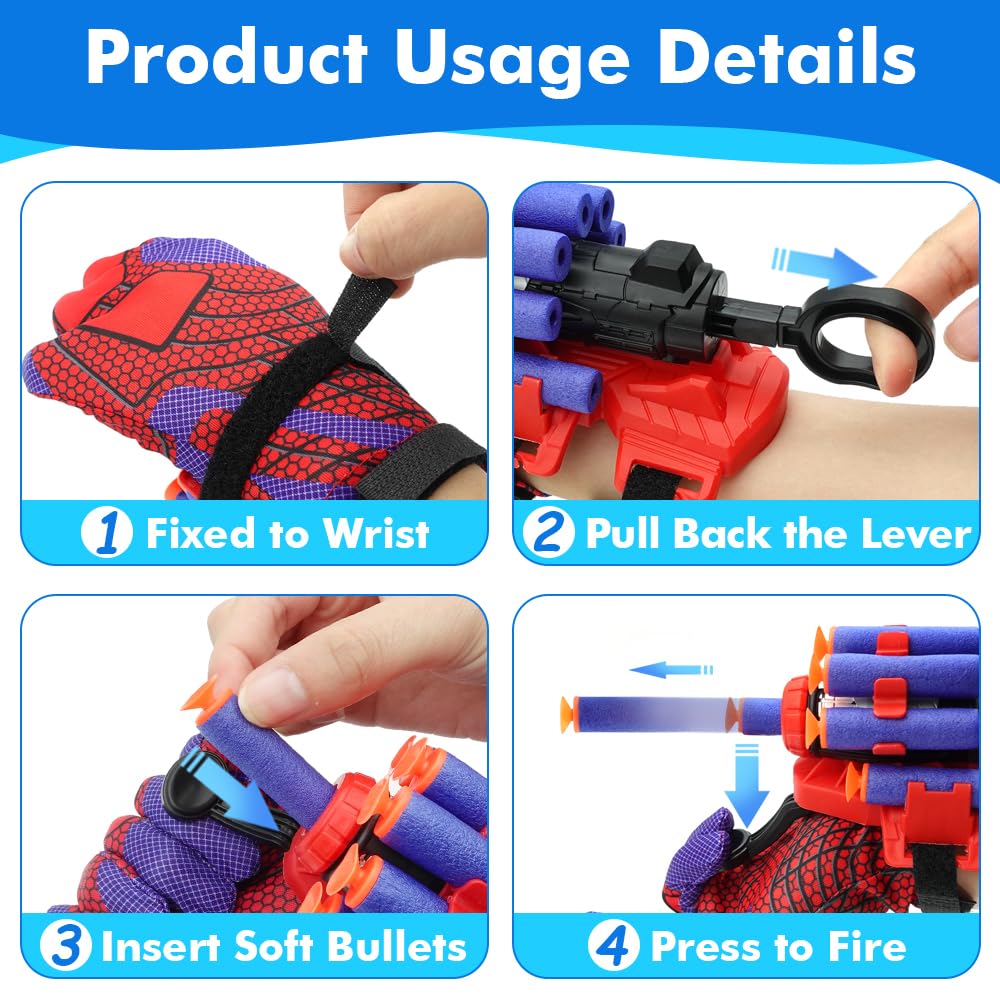 Syryia Spider Web Shooters suction darts stick to walls for target practice
