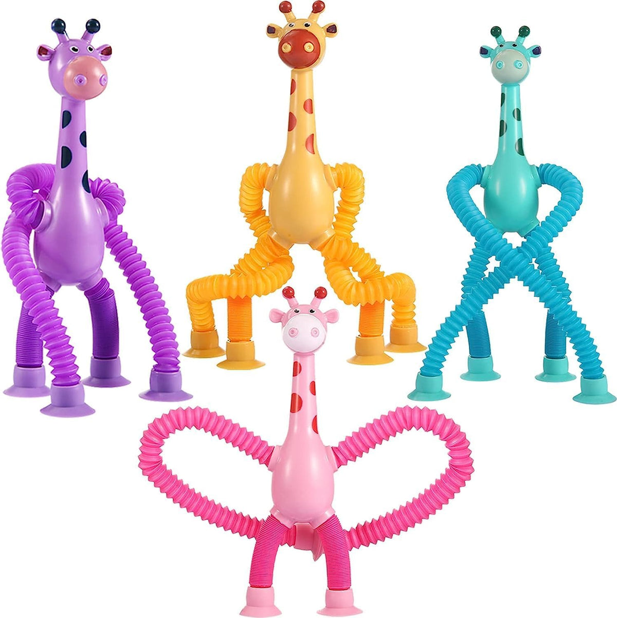SYSAMA telescopic suction cup giraffe toy promoting creative play and focus.