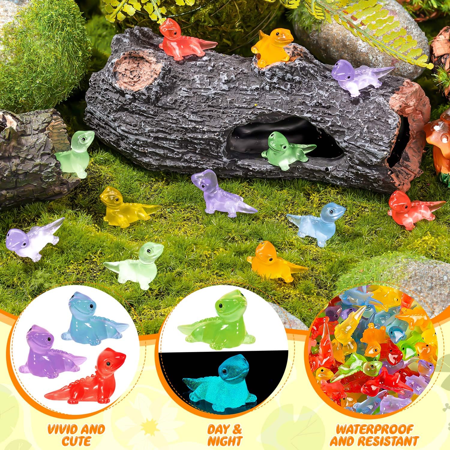 SYWHXY luminous mini lizards orange figurine enhances themed terrariums and crafts