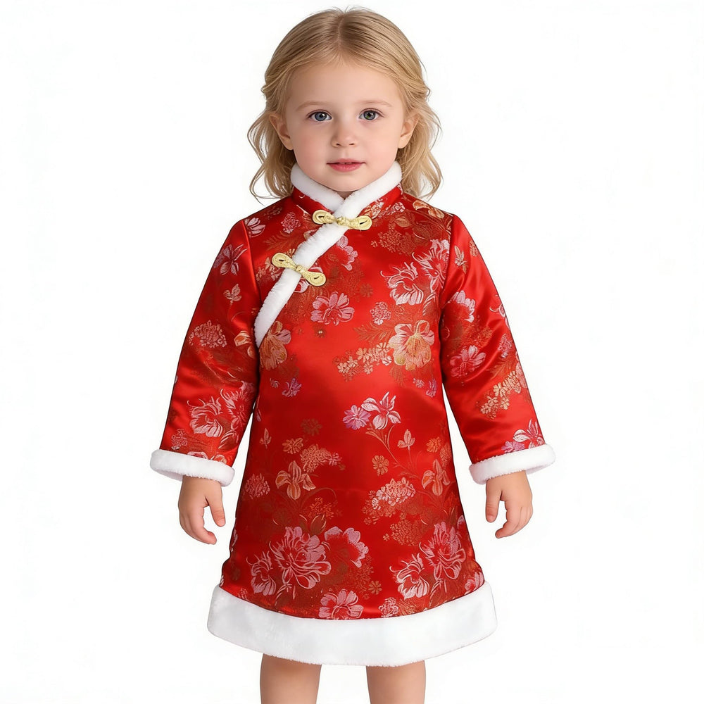 SZCQ baby girls Qipao dress red ideal for festive ceremonies