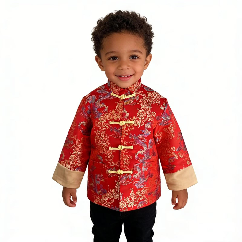 SZCQ boys lunar new year jacket with dragon motif for festive style.