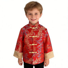 SZCQ kid wearing jacket during lion dance shows versatile ceremonial wear.