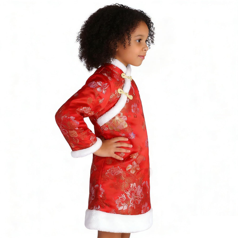 SZCQ Qipao with floral embroidery featuring peony motifs