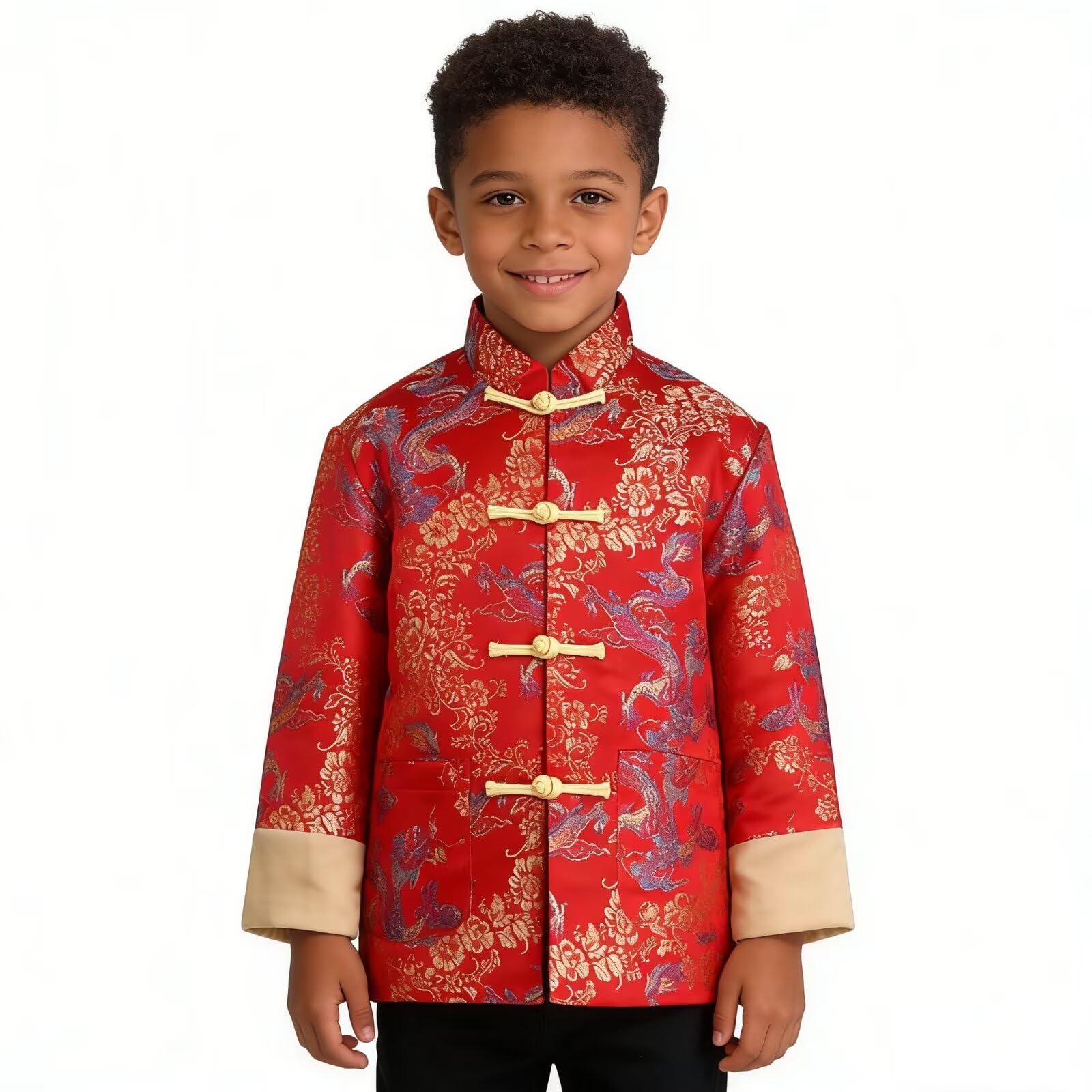 SZCQ stand-up collar with Tang style design enhances traditional look.