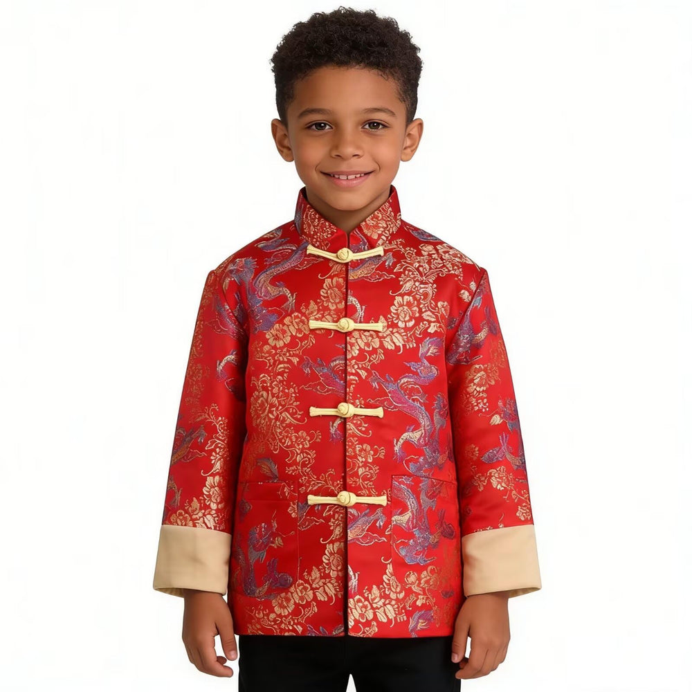 SZCQ stand-up collar with Tang style design enhances traditional look.