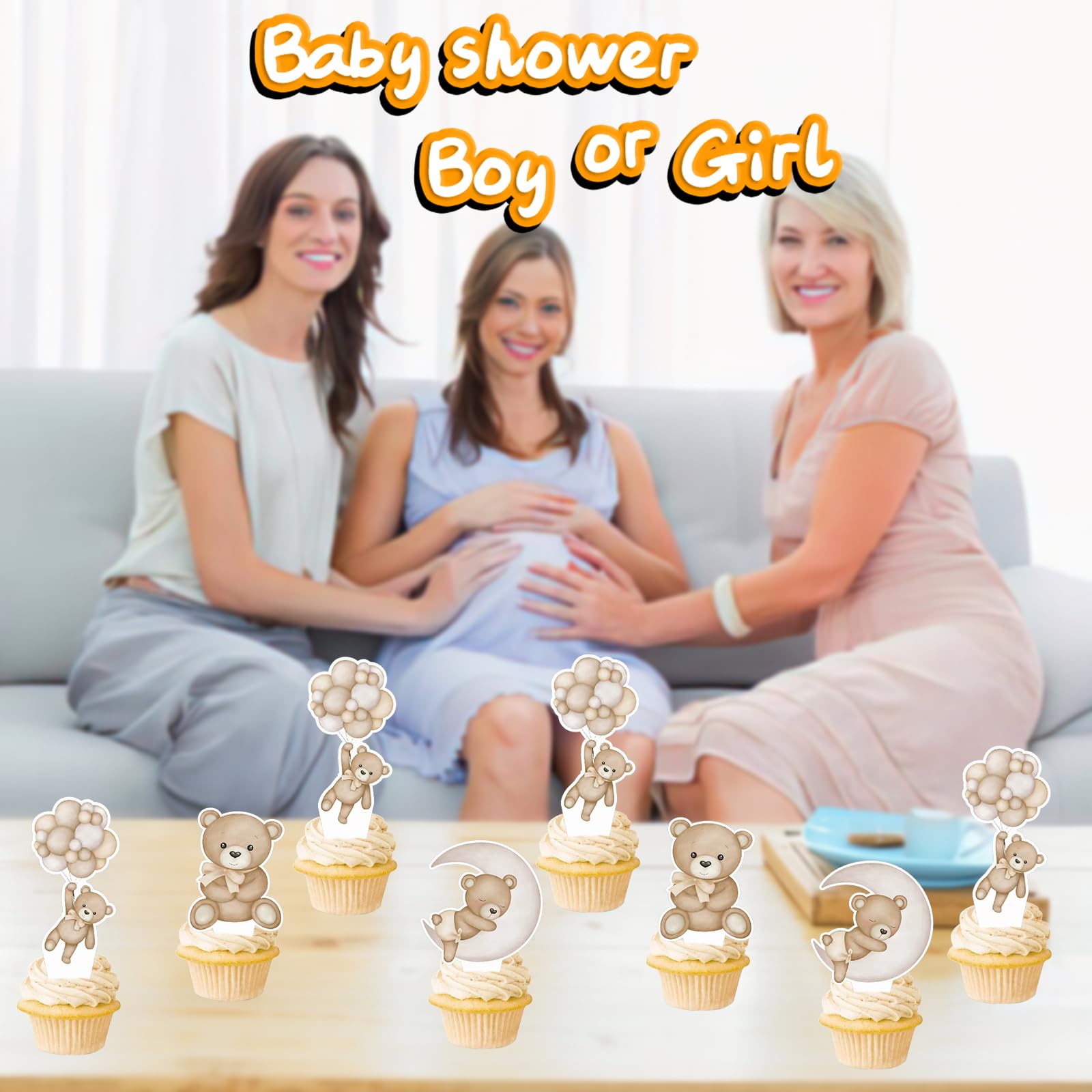 SZSHANN bear cupcake toppers on cards for themed celebrations