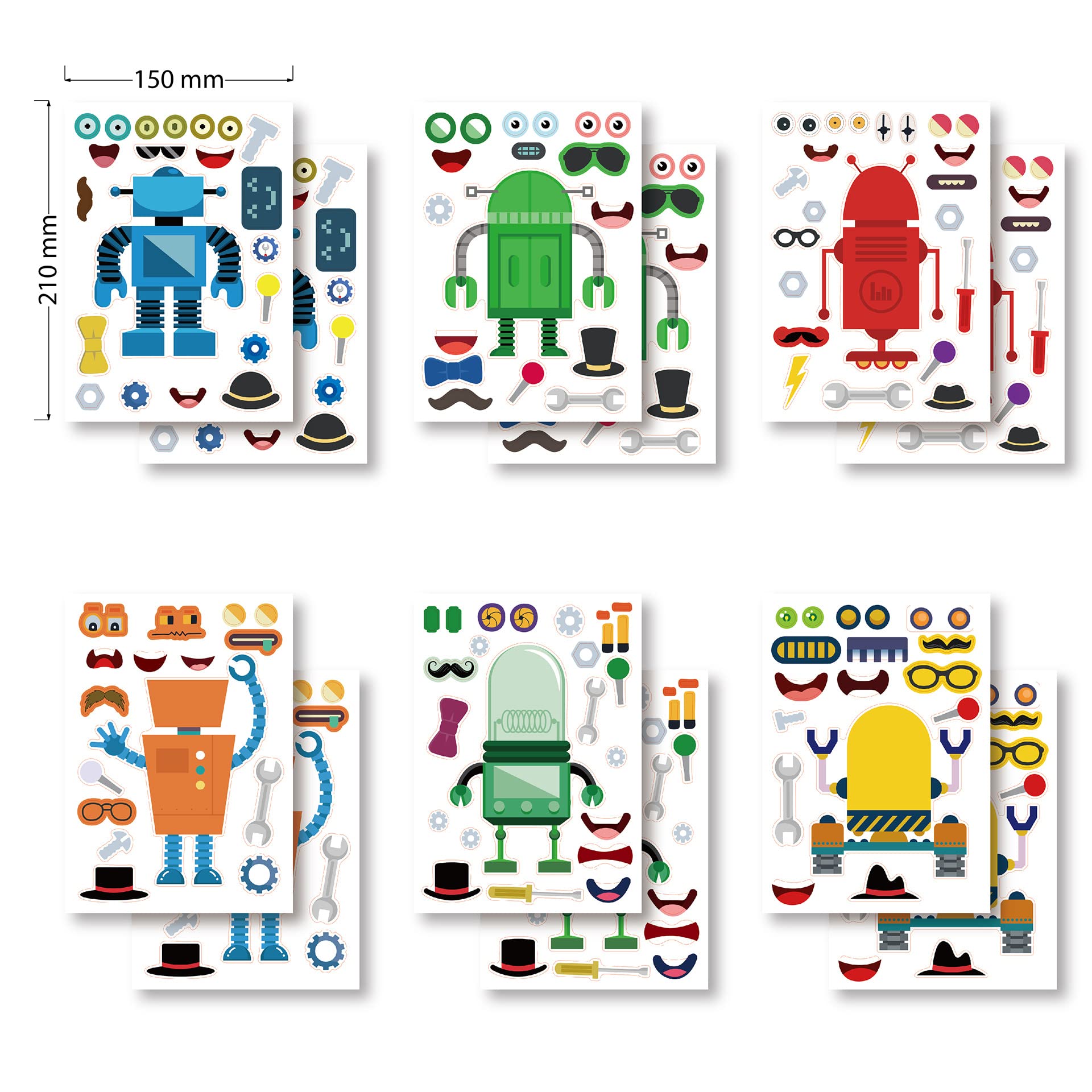 T-Antrix robot face stickers: easy peel-and-stick for quick, mess-free crafts