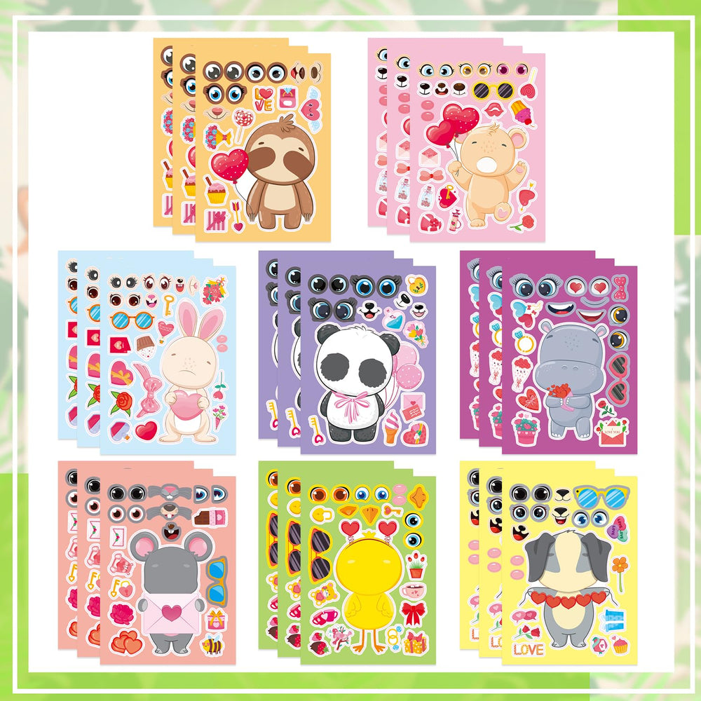 T-Antrix valentines stickers eight styles sheet showcases varied designs for kids' projects.