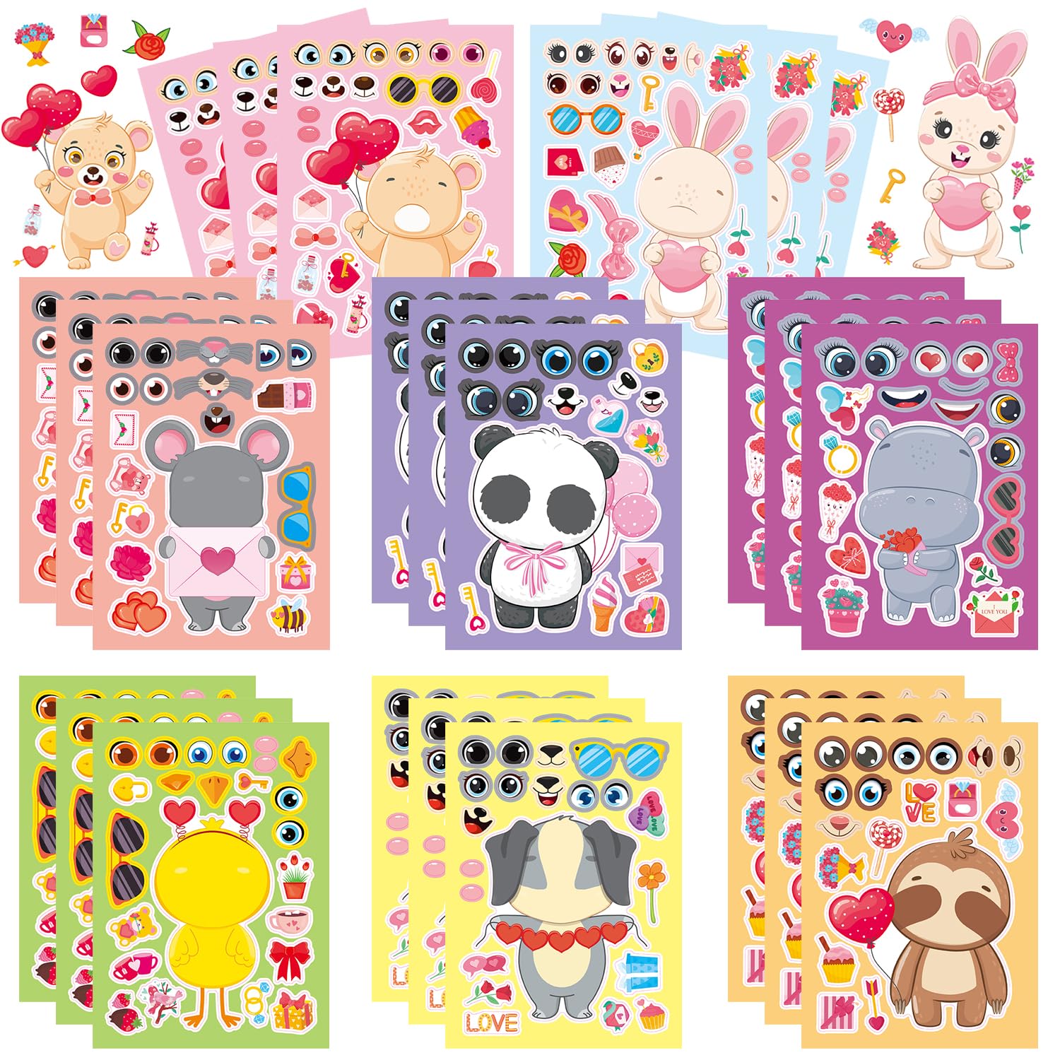 T-Antrix valentines stickers package, 24 sheets, perfect for DIY gifts and classroom crafts.