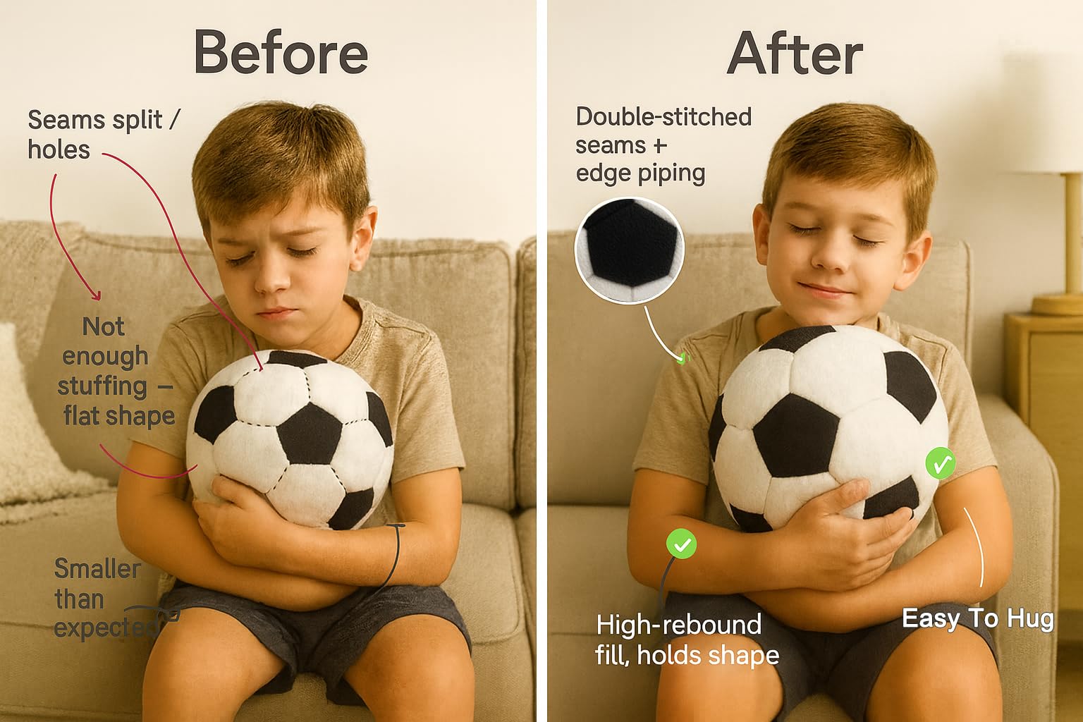 T play Soccer Ball Plush washable fabric for easy cleaning.