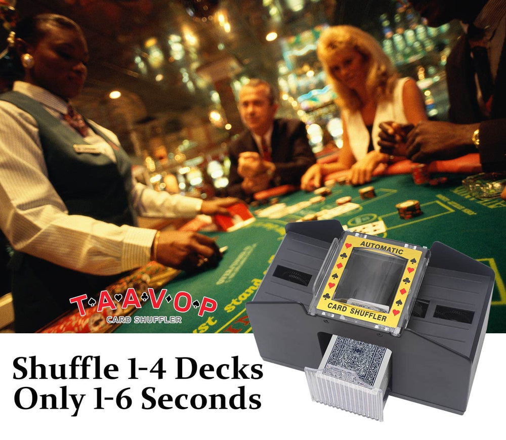 TAAVOP shuffler in action shuffling multiple decks for faster dealing