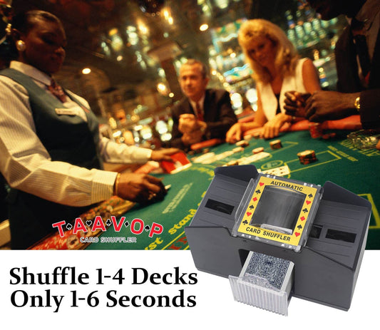 TAAVOP shuffler in action shuffling multiple decks for faster dealing