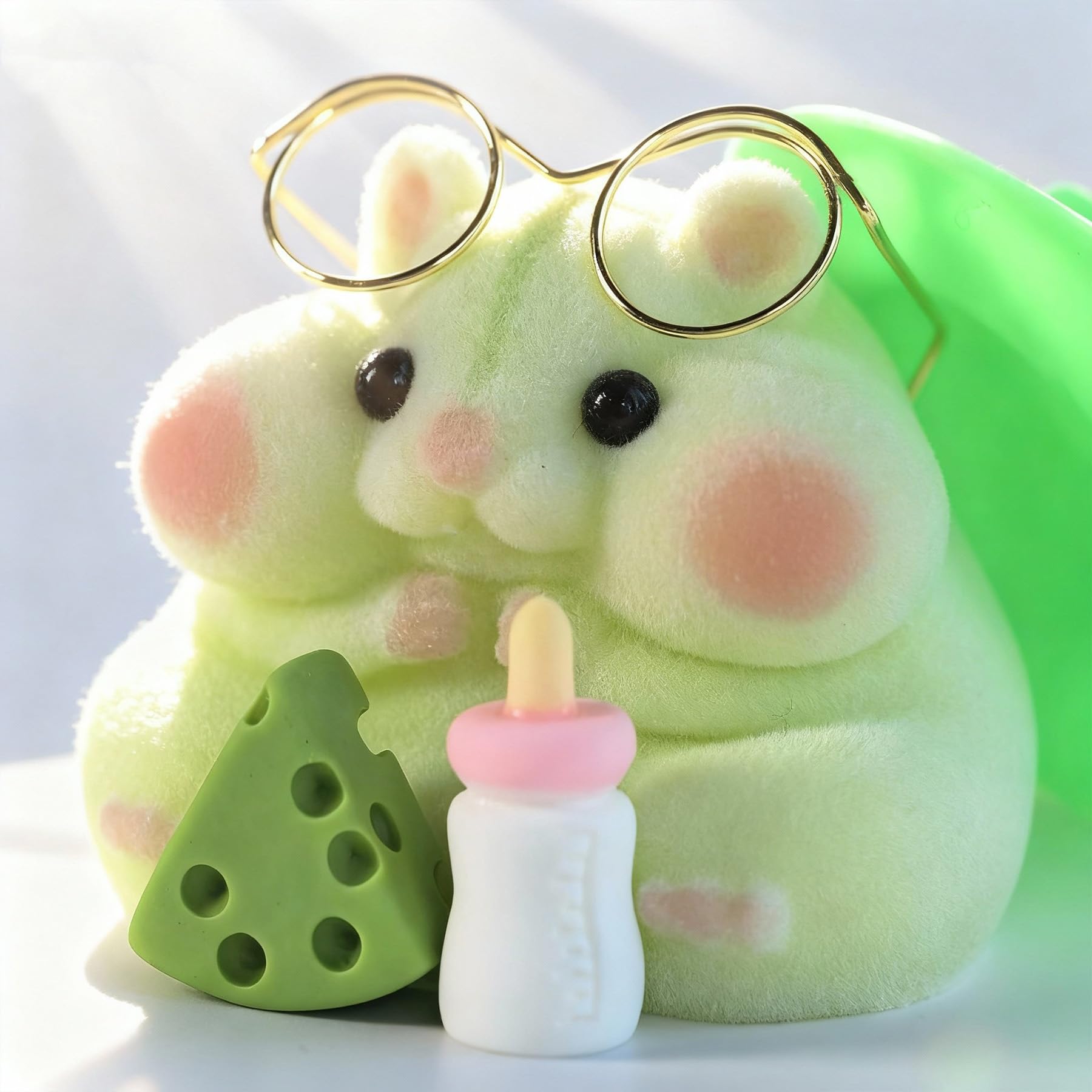 Taba squishy hamster toy body closeup emphasizes durable finish and easy cleaning.