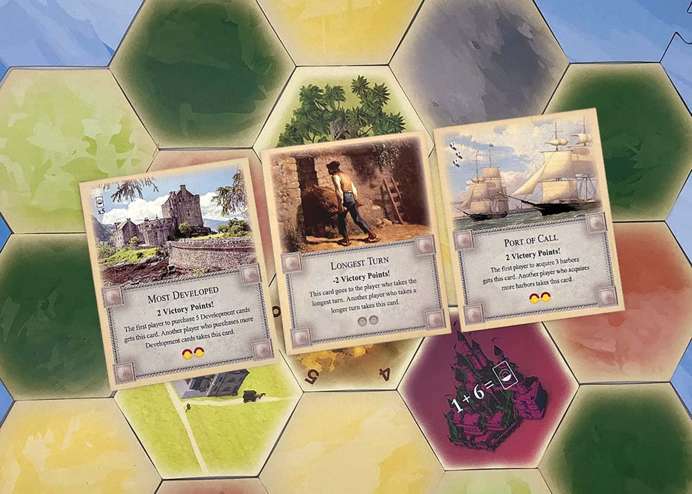 Tabletop Monthly Port of Call cards enable quick reference during Seafarers expansions.