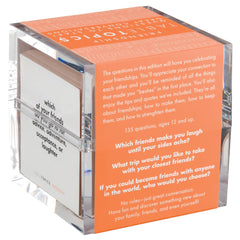 TableTopics questions on card backs with tips to deepen friendship.