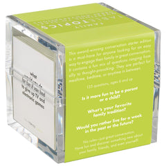 Durable TableTopics cards and sturdy packaging withstand daily family use.
