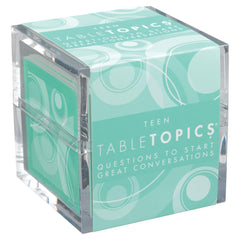 TableTopics Teen Conversation Cards cover displayed with the clear cube