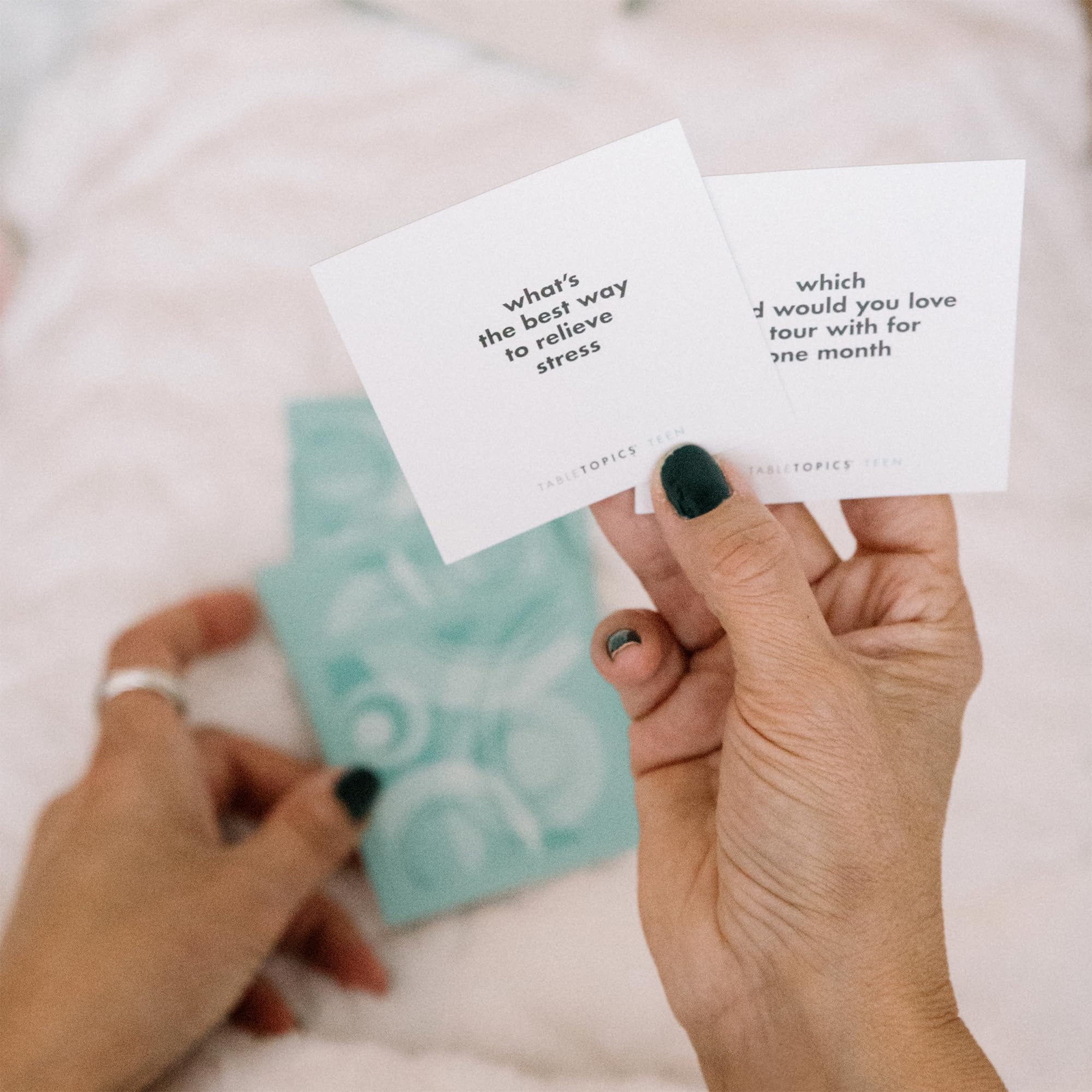 Family dinner prompts from TableTopics teen set to foster connection