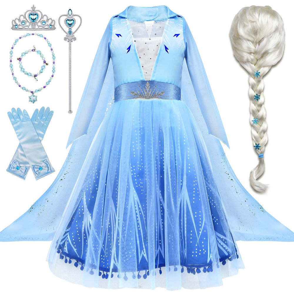 Tacobear princess dress set blue dress with white spots for imaginative play.