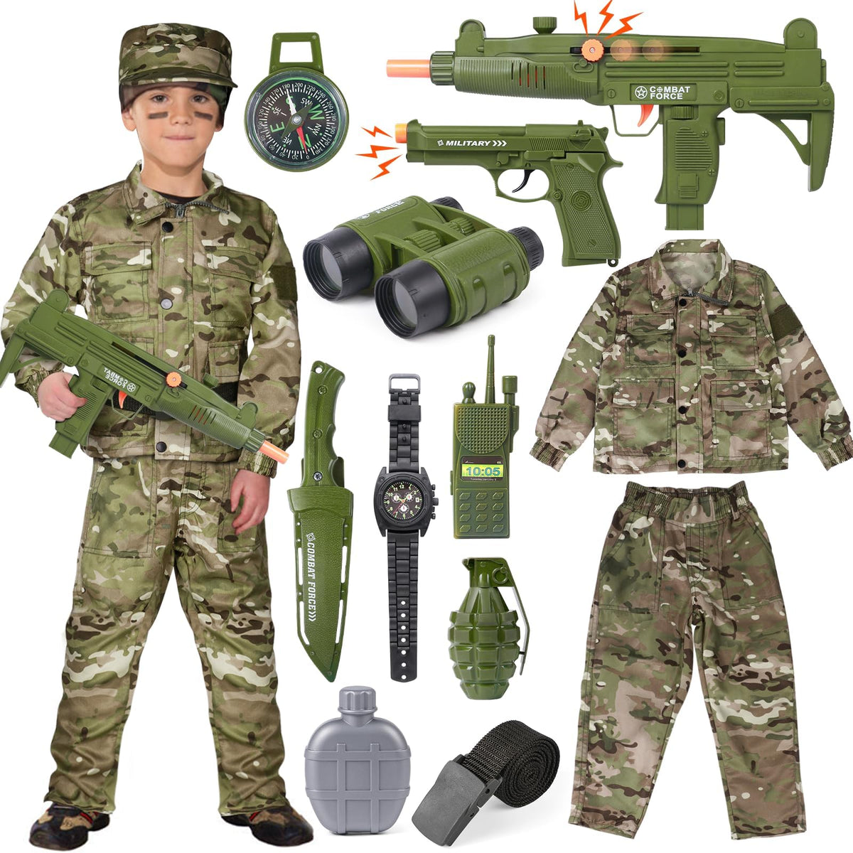 Tacobear soldier costume top with camo print for immersive playtime
