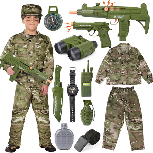 Tacobear soldier costume top with camo print for immersive playtime