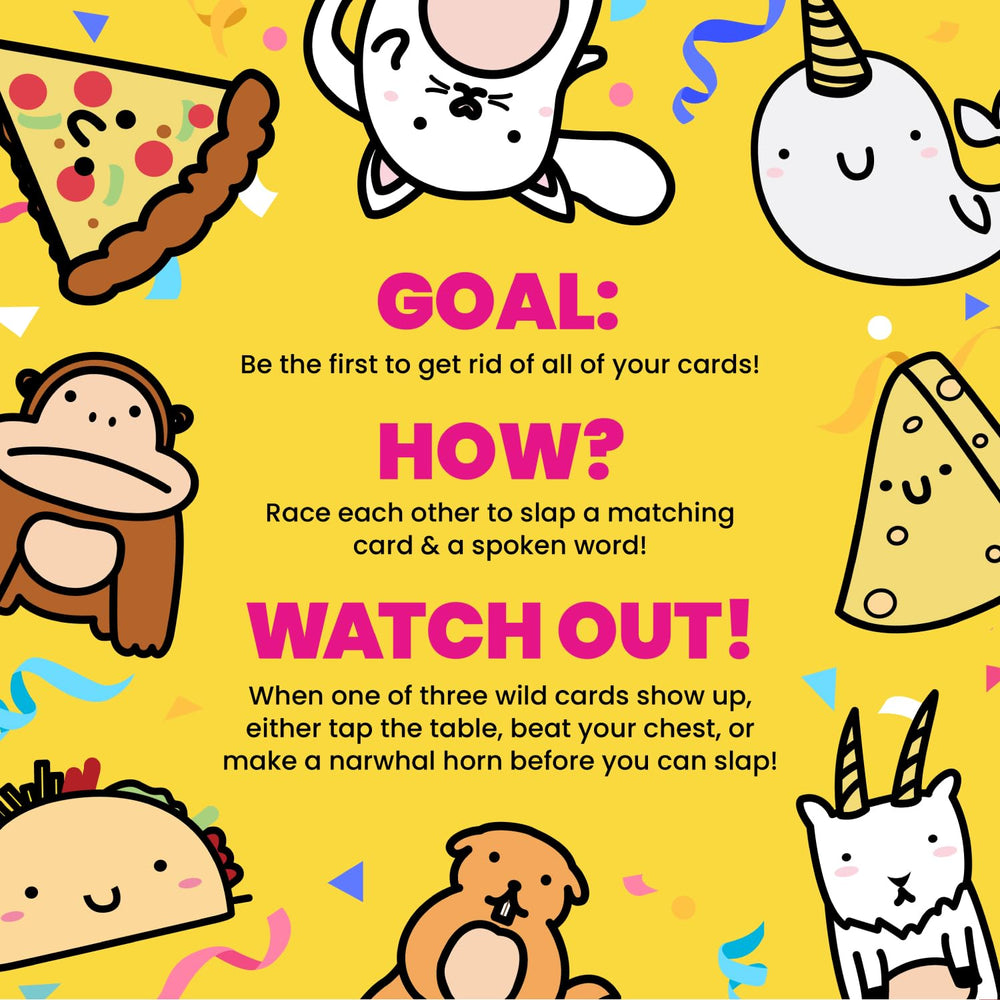 Taco Cat Goat Cheese Pizza action cards add surprise moves.