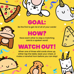 Taco Cat Goat Cheese Pizza action cards add surprise moves.