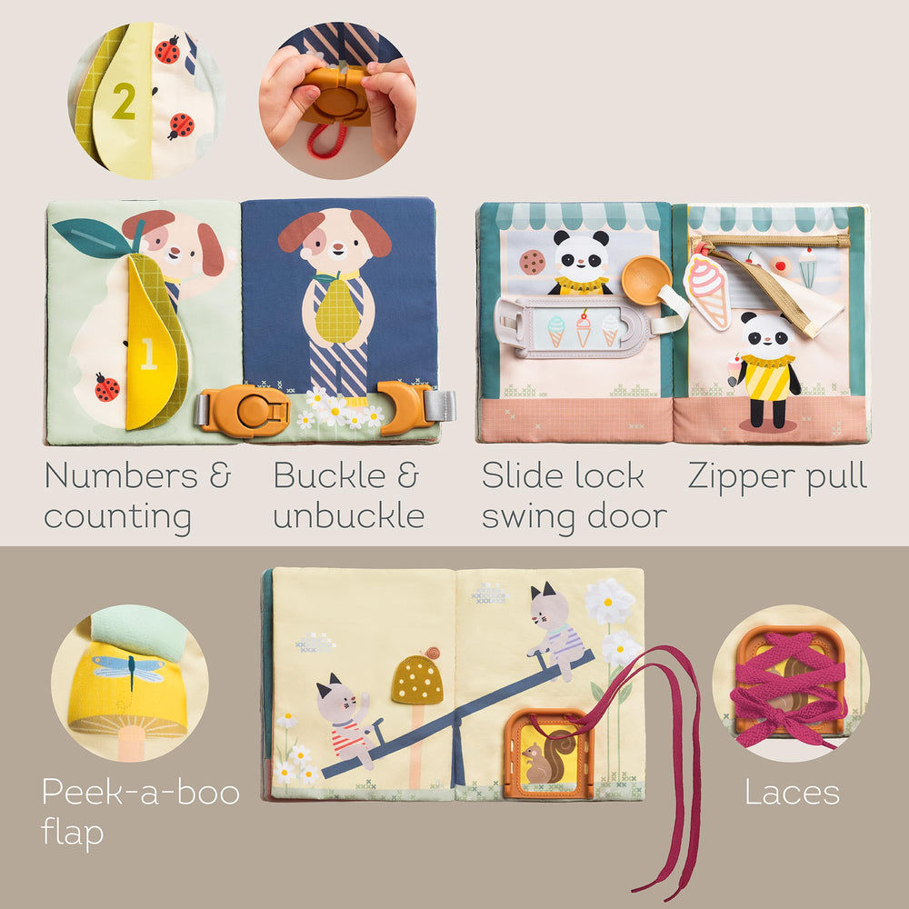 Taf Toys Busy Book dress-up area inspires pretend play and self-expression