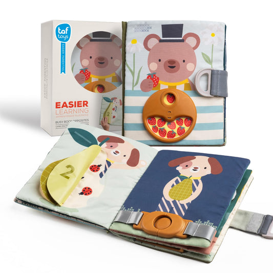 Taf Toys Busy Book zipper activity promotes fine motor skills during play