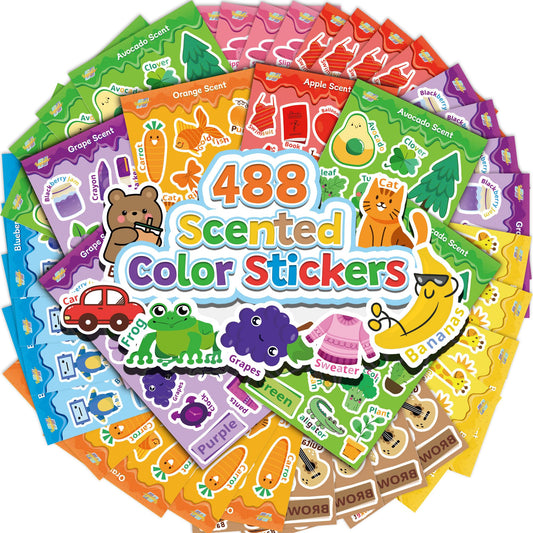 Tageenla scratch and sniff stickers reveal fruity scents when scratched for sensory play