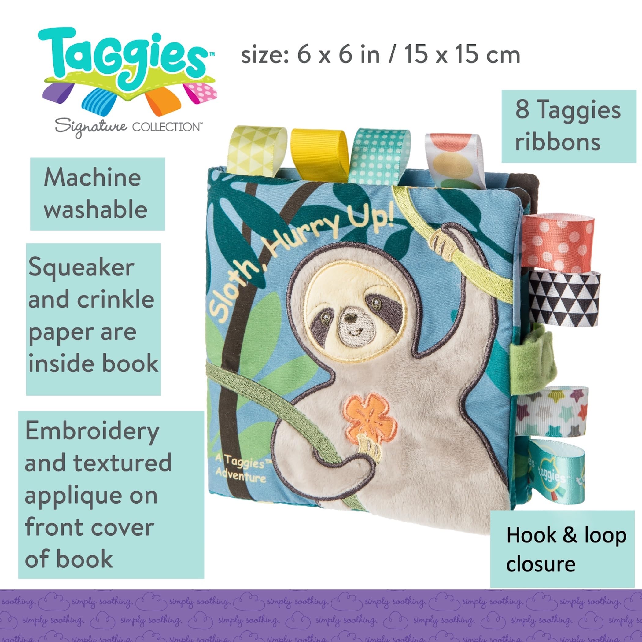 Taggies compact 6x6 inch size fits on laps easily.