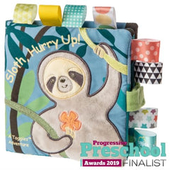 Taggies cloth book crinkle lining boosts sensory engagement during play.