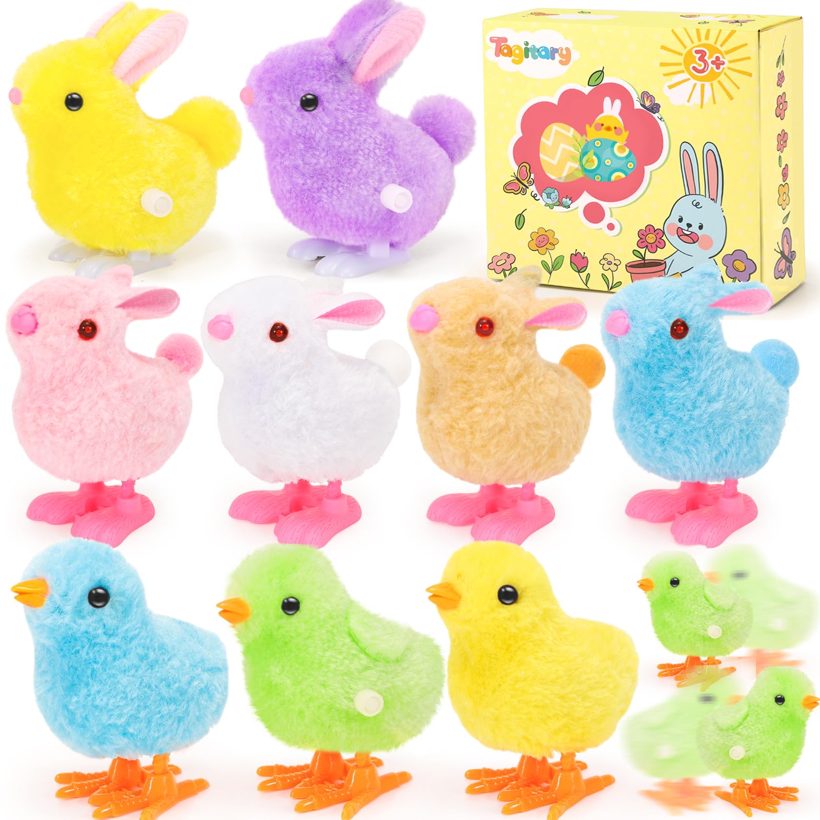 Tagitary bunny jumping toy set in vibrant Easter colors for egg hunts