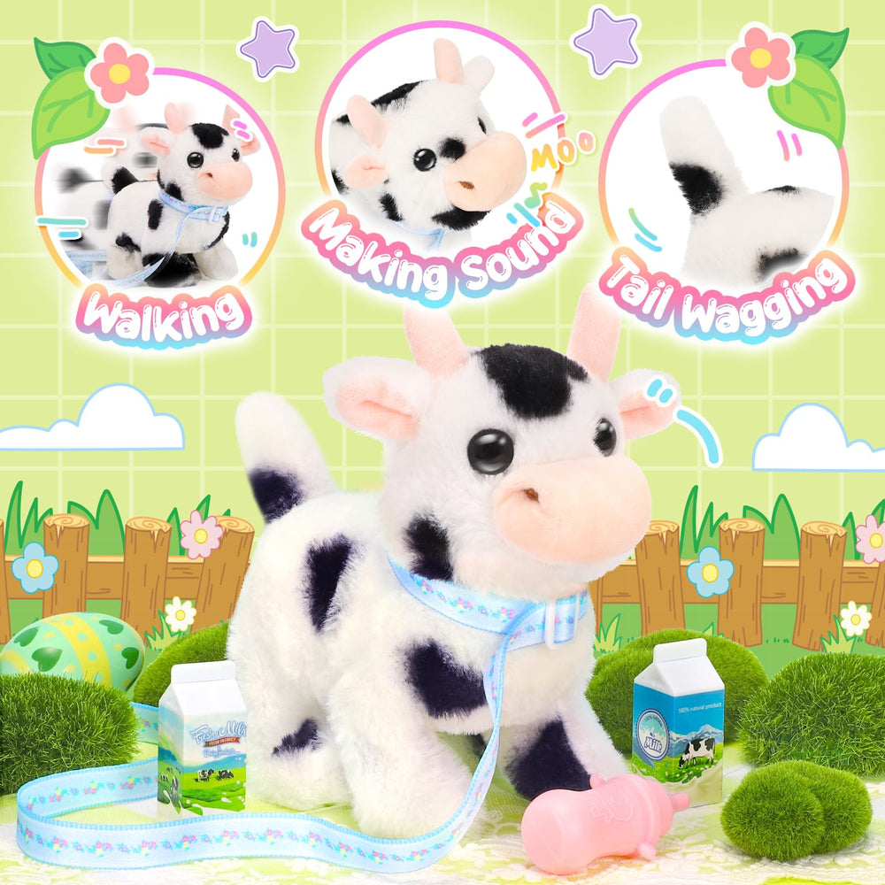Tagitary plush cow soft fabric close-up shows safe texture.