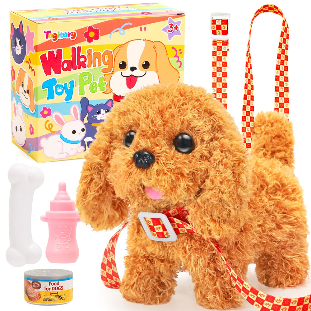 Tagitary plush puppy walks, inviting imaginative play.