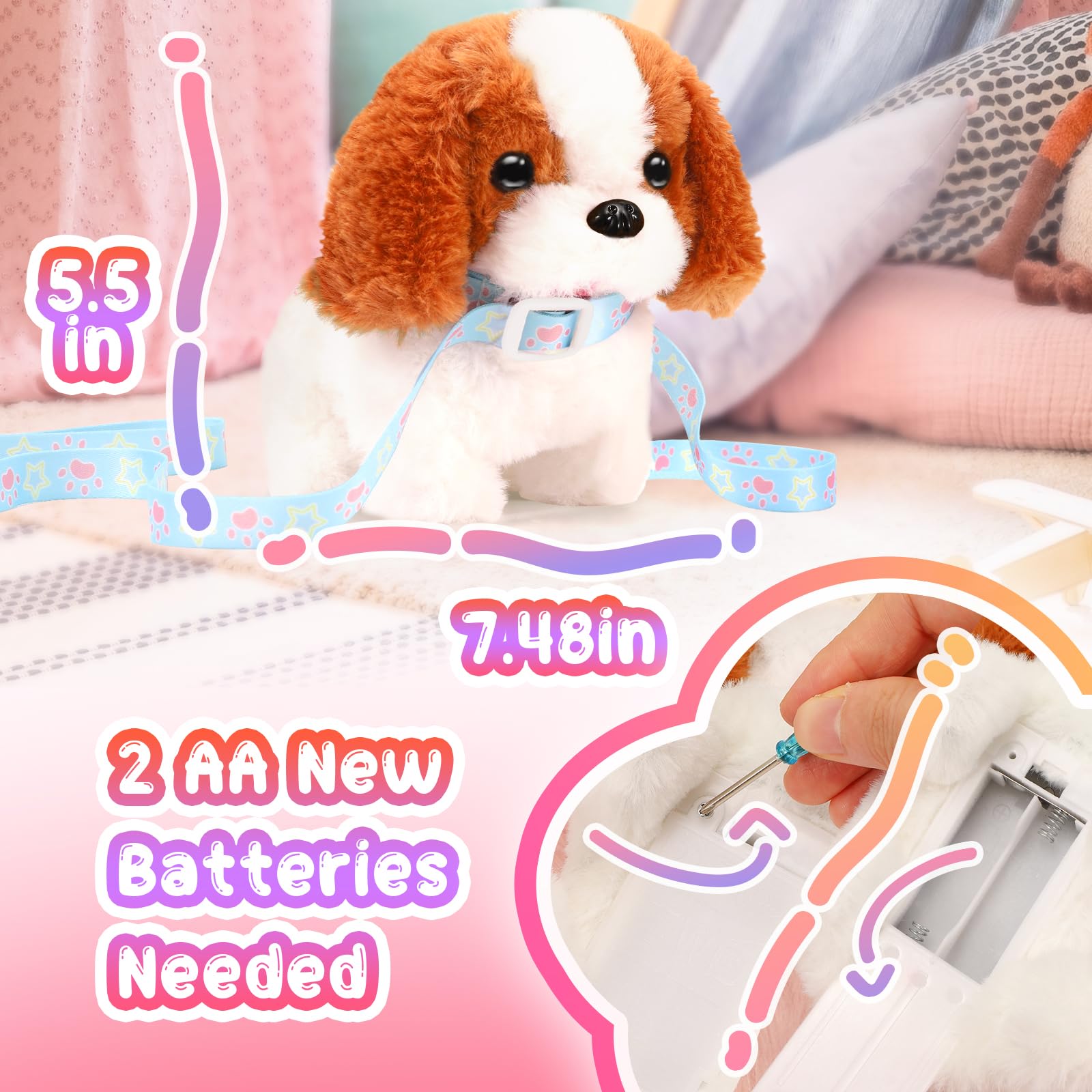 Tagitary puppy barking toy that responds to touch for interactive fun