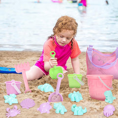 Tagitary seaside play set in bright colors enhances tactile exploration on beach trips.