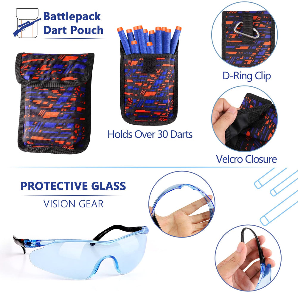 Taiker Nerf Vest Kit ammo belt and pockets store extra darts.